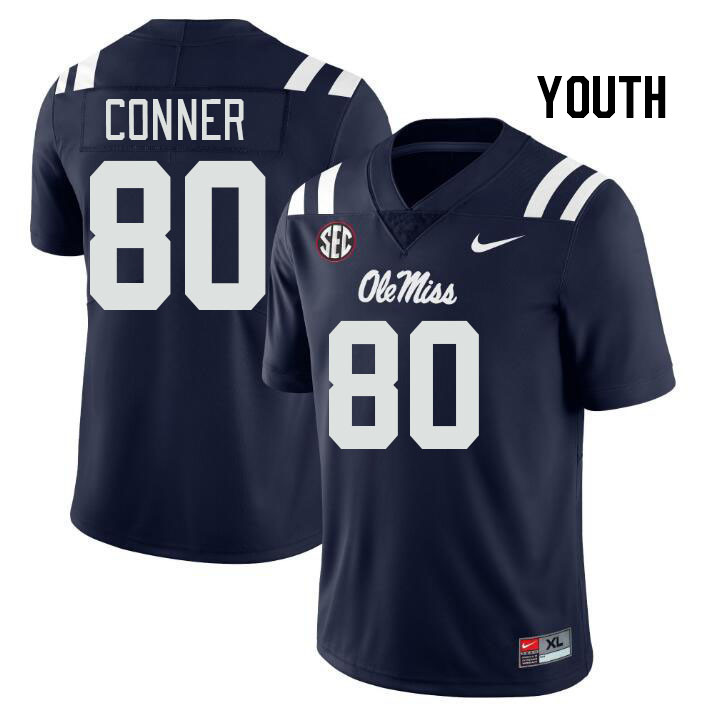 Youth #80 Jayvontay Conner Ole Miss Rebels College Football Jerseys Stitched Sale-Navy
